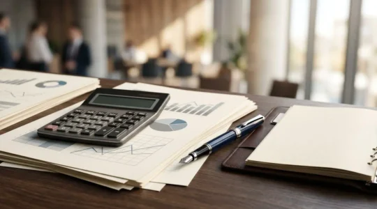 Professional business environment with negotiation elements illustrating strategic insurance claim settlement