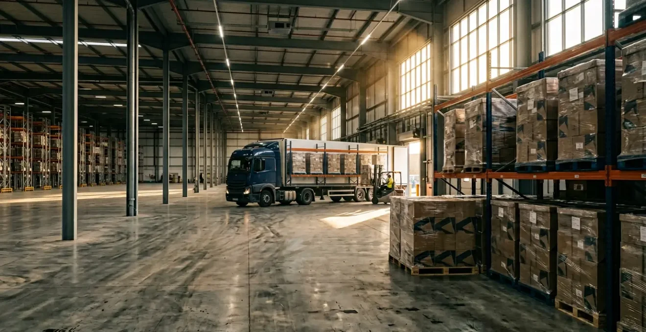 High-value goods secured in modern distribution warehouse with professional logistics management