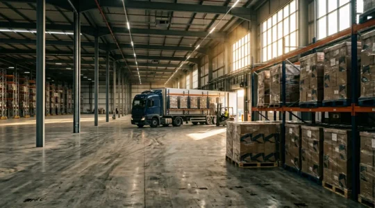 High-value goods secured in modern distribution warehouse with professional logistics management