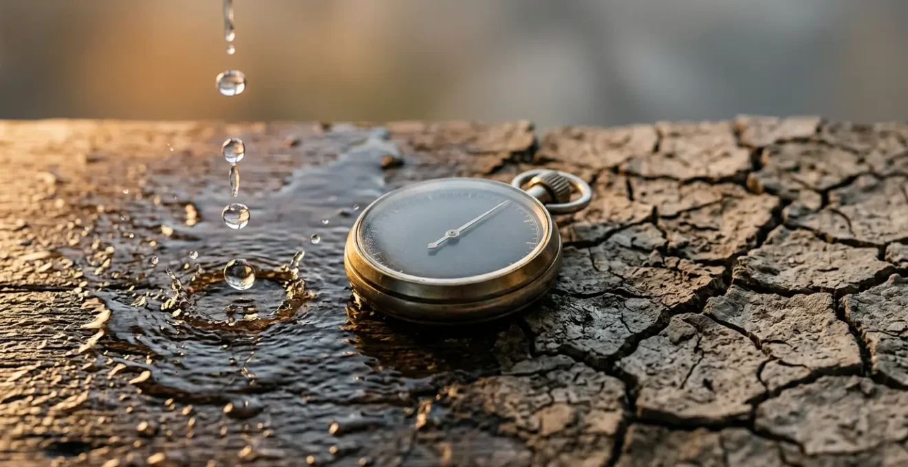 Professional editorial photograph showing a decisive moment in property damage mitigation with emergency response coordination