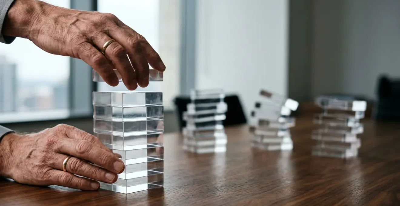 Close-up of hands reviewing financial documents with crisis scenario stress-testing capital reserves
