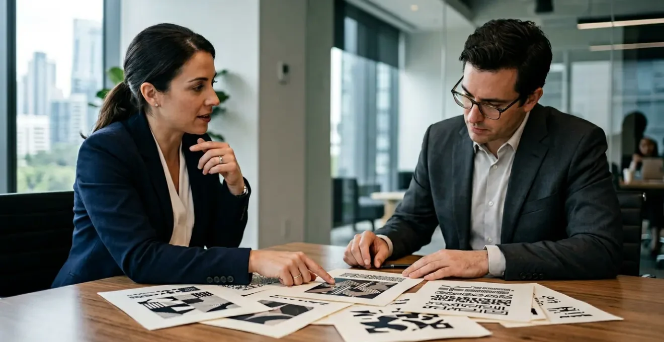 Professional negotiation scene showing contract review and risk management strategy