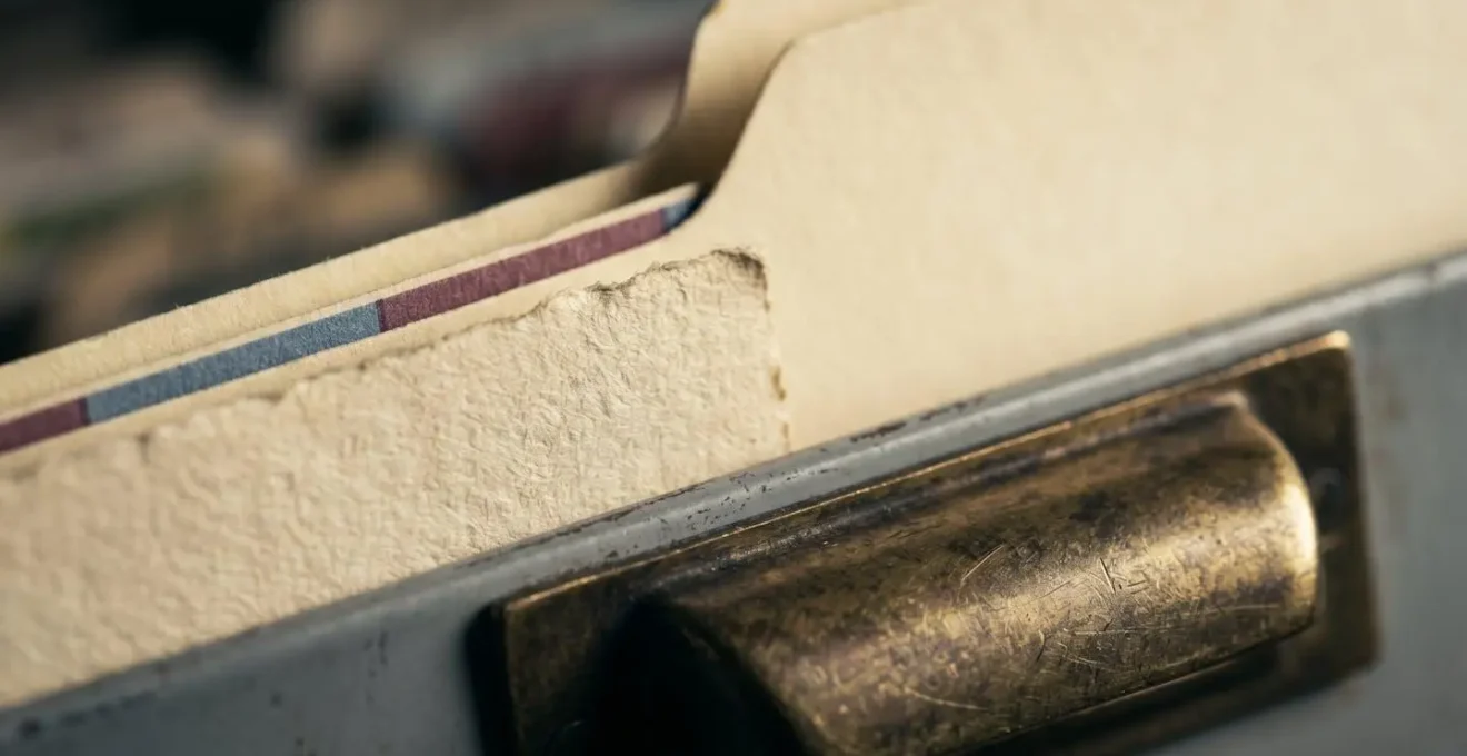 Macro detailed view of archived document investigation process