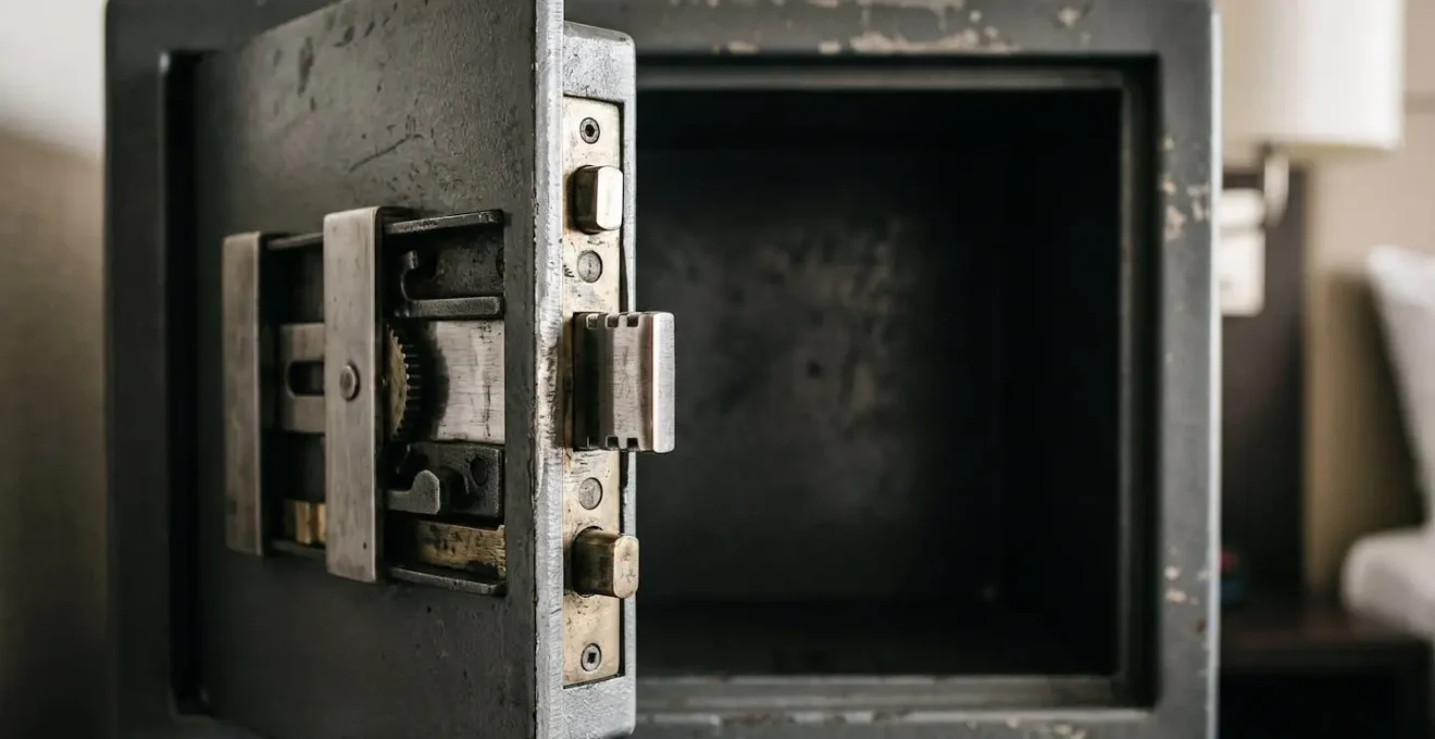 Close-up editorial photograph illustrating the guest property exclusion gap in standard hospitality insurance policies