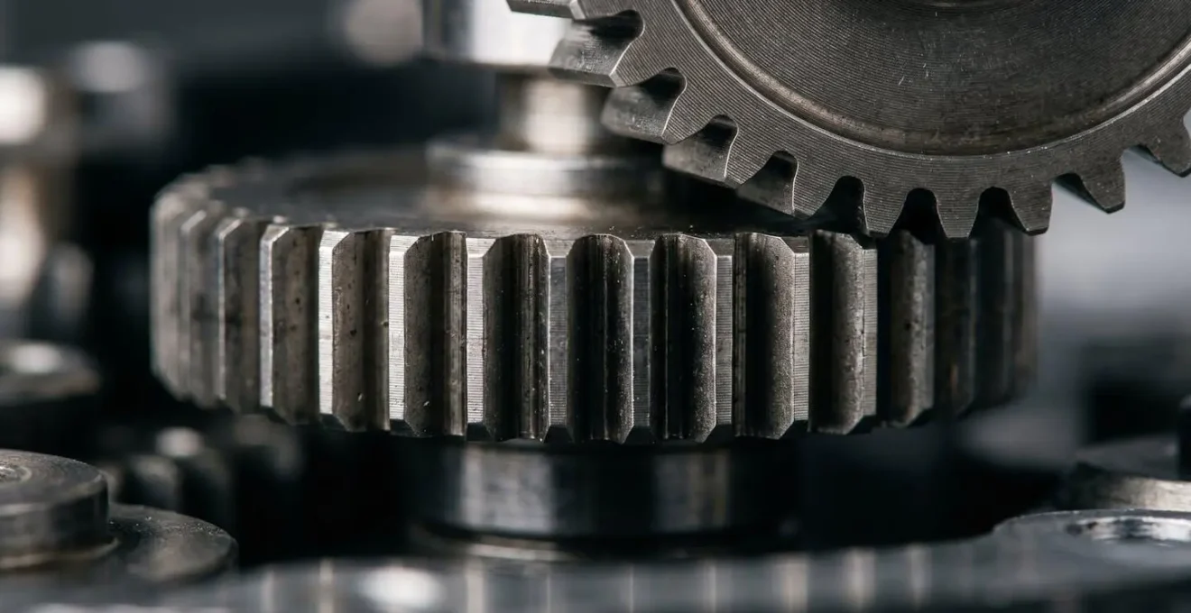 Macro photograph of precision mechanical gears symbolizing market cycle timing and strategic insurance restructuring