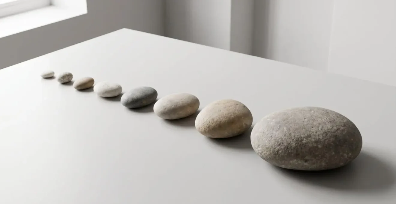 A minimalist visualization of insurance budget allocation strategy with physical objects representing different risk priorities